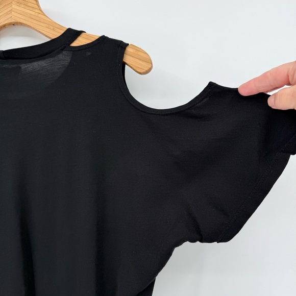 Michael Lauren Relaxed Fit Verdugo Crew Neck Tee with Cutout Sleeve in Black L - Picture 9 of 10